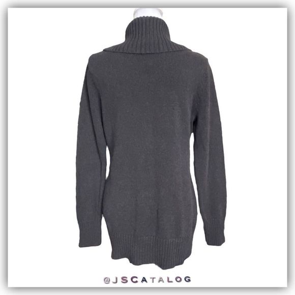 Pria Charcoal Grey Loose Turtleneck Cable Knit Winter Pullover - M - EUC - Picture 4 of 6